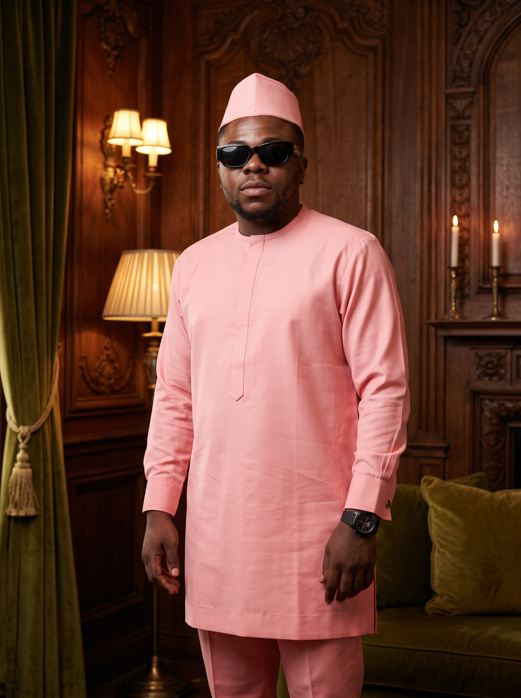 Eddy in a traditional kaftan and cap